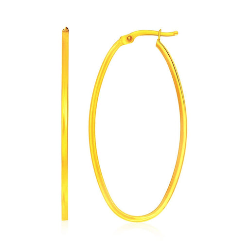 14k Yellow Gold Slim Oval Shape Hoop Earrings Earrings Angelucci Jewelry   