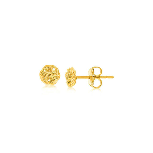 14k Yellow Gold Small Love Knot Motif Stud Earrings Earrings Angelucci Jewelry   