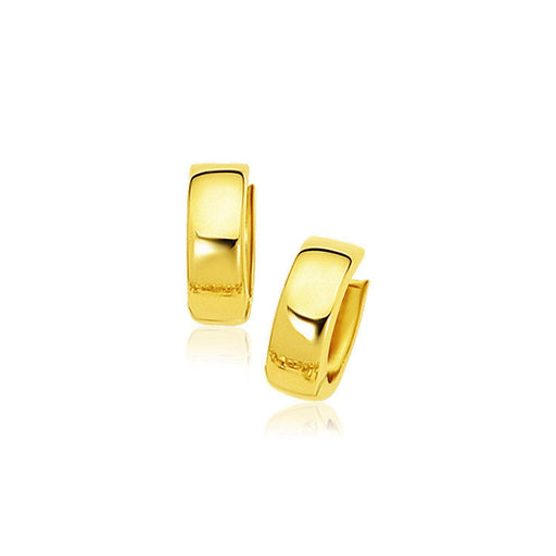 14k Yellow Gold Snuggable Hoop Earrings Earrings Angelucci Jewelry   