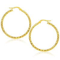 Thumbnail for 14k Yellow Gold Textured Large Hoop Earrings Earrings Angelucci Jewelry   