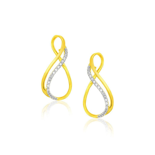 14k Yellow Gold Thin Infinity Diamond Accented Earrings Earrings Angelucci Jewelry   