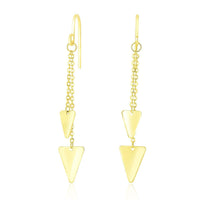 Thumbnail for 14k Yellow Gold Two-Size Triangle Motif Chain Dangling Earrings Earrings Angelucci Jewelry   
