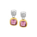 18k Yellow Gold and Sterling Silver Cushion Amethyst Accented Drop Earrings Earrings Angelucci Jewelry   