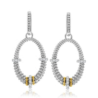Thumbnail for 18k Yellow Gold & Sterling Silver Diamond Accented Graduated Oval Earrings Earrings Angelucci Jewelry   