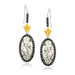 18k Yellow Gold & Sterling Silver Rutilated Quartz Fleur De Lis Drop Earrings Earrings Angelucci Jewelry   