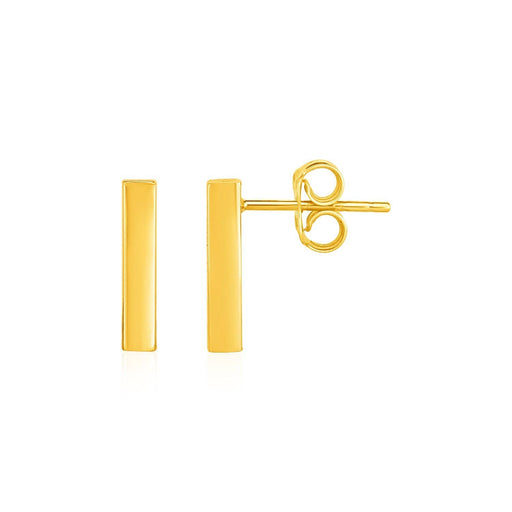 Bar Post Earrings in 14k Yellow Gold Earrings Angelucci Jewelry   