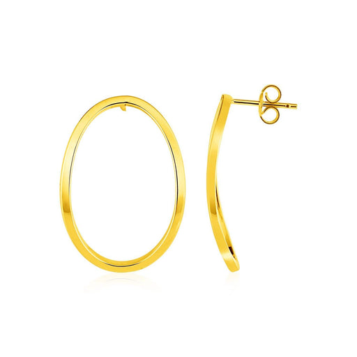 Curved Open Oval Post Earrings in 14k Yellow Gold Earrings Angelucci Jewelry   