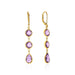 Drop Earrings with Round and Pear-Shaped Amethysts in 14k Yellow Gold Earrings Angelucci Jewelry   