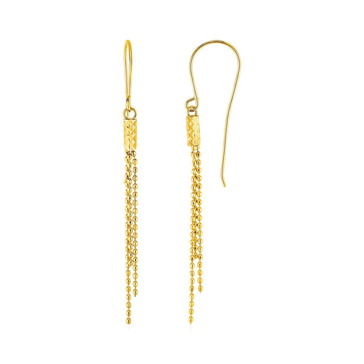Earrings with Fine Chain Dangles in 10k Yellow Gold Earrings Angelucci Jewelry   