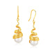 Italian Design 14k Yellow Gold Filament Spiral Earrings with Cultured Pearl Earrings Angelucci Jewelry   