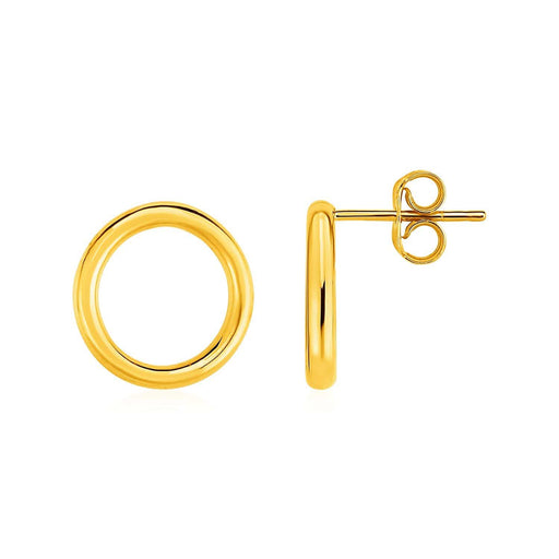 Open Circle Post Earrings in 14k Yellow Gold Earrings Angelucci Jewelry   