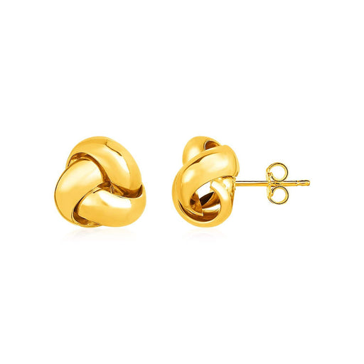 Polished Love Knot Post Earrings in 14k Yellow Gold Earrings Angelucci Jewelry   