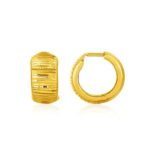 Reversible Textured and Smooth Snuggable Earrings in 10k Yellow Gold Earrings Angelucci Jewelry   