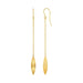 Textured Marquise Shaped Long Drop Earrings in 14k Yellow Gold Earrings Angelucci Jewelry   