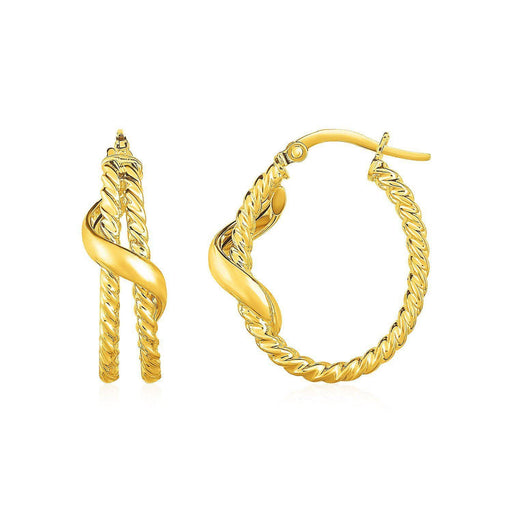 Two Part Twisted Hoop Earrings with Spiral in 14k Yellow gold Earrings Angelucci Jewelry   
