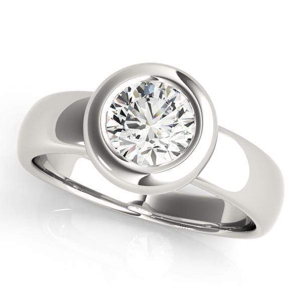 14ky Bezel Set Oval Engagement Ring With 6 Clover Bezel Set Round Diam –  RockHer.com