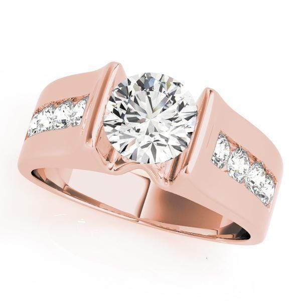 Round Shape 14-karat Single Row Channel Set Diamond Engagement Ring with Tension Setting 14kt / Pink / 3-15