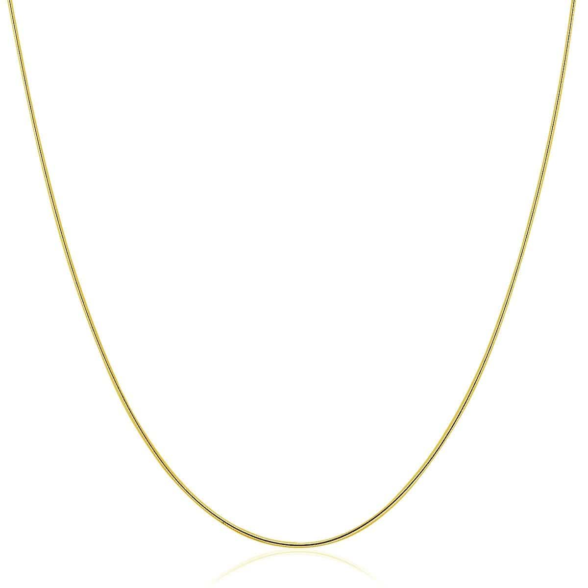 14k Yellow Gold Thin Motif Round Omega Necklace Necklaces Angelucci Jewelry   