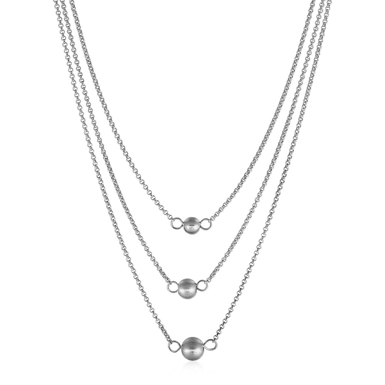 Three-Chain Ball Necklace in Sterling Silver Necklaces Angelucci Jewelry   