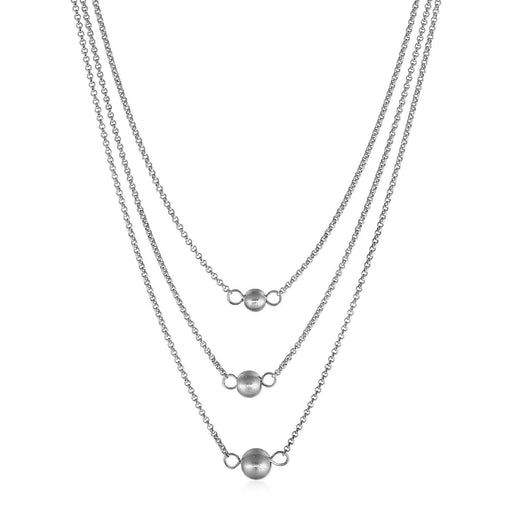 Three-Chain Ball Necklace in Sterling Silver Necklaces Angelucci Jewelry   