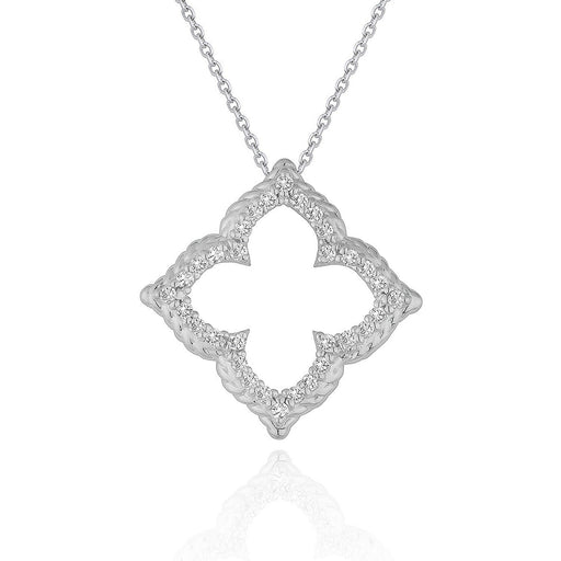 14k White Gold Diamond Cut-out Flower Pendant (1/3 cttw) Necklaces Angelucci Jewelry   