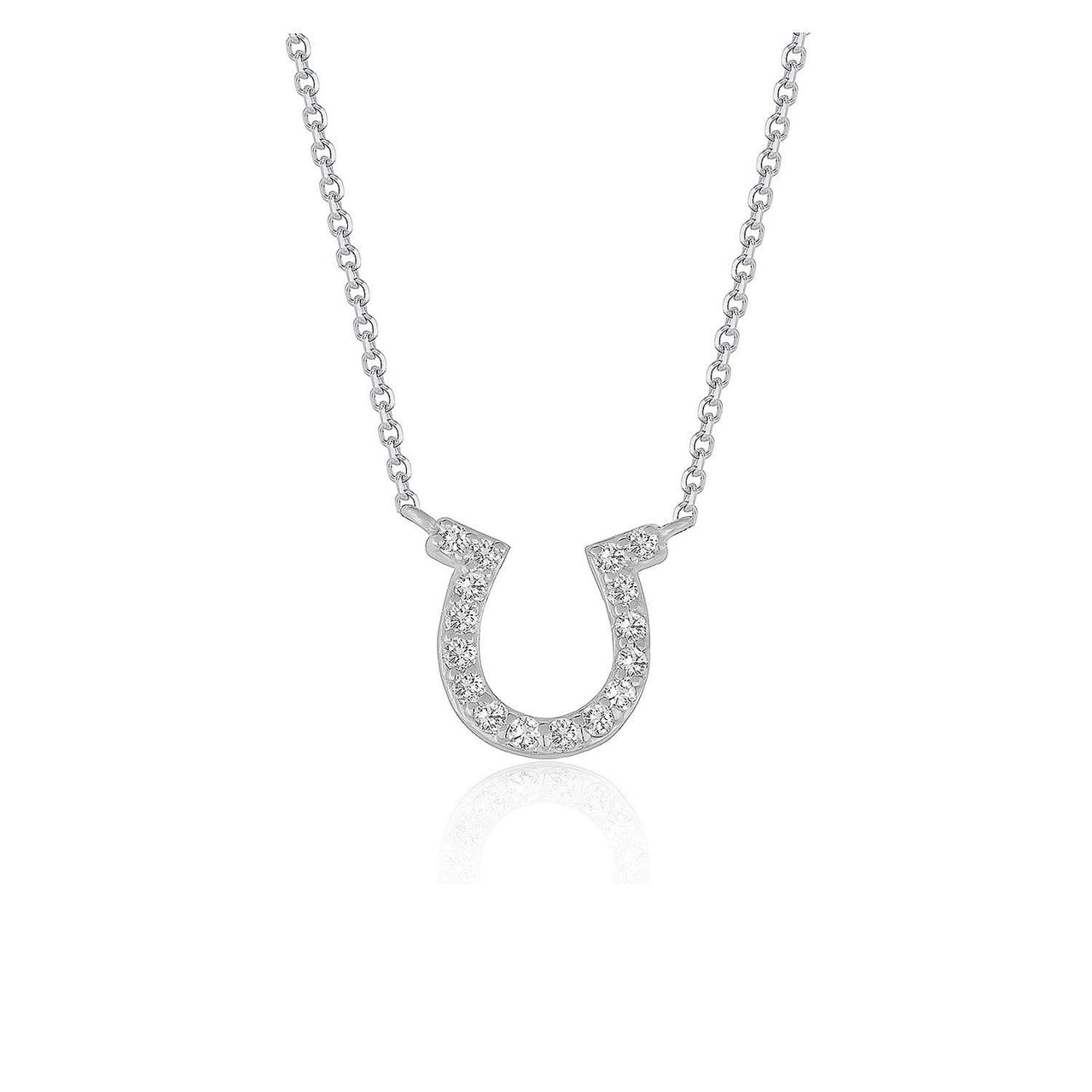 14k White Gold Horseshoe Design Diamond Pendant Necklaces Angelucci Jewelry   