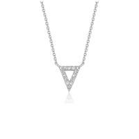 Thumbnail for Diamond Inverted Triangle Pendant in 14k White Gold Necklaces Angelucci Jewelry   