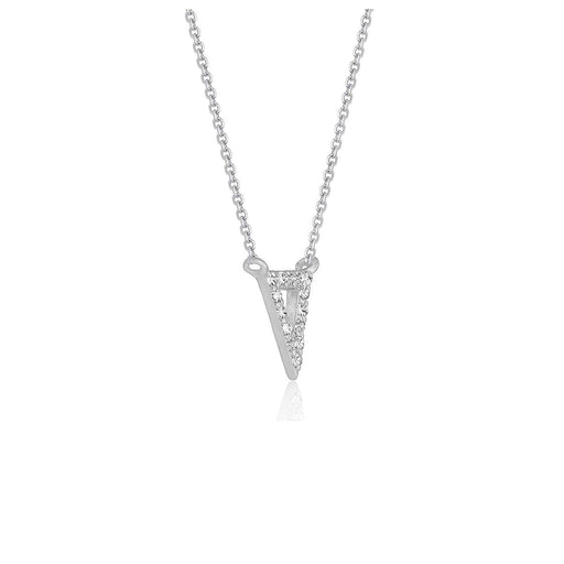 Diamond Inverted Triangle Pendant in 14k White Gold Necklaces Angelucci Jewelry   