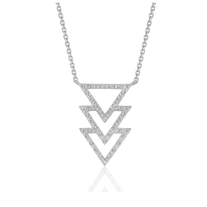 Triple Triangle Pendant with Diamonds in 14k White Gold (1/5 cttw) Necklaces Angelucci Jewelry   