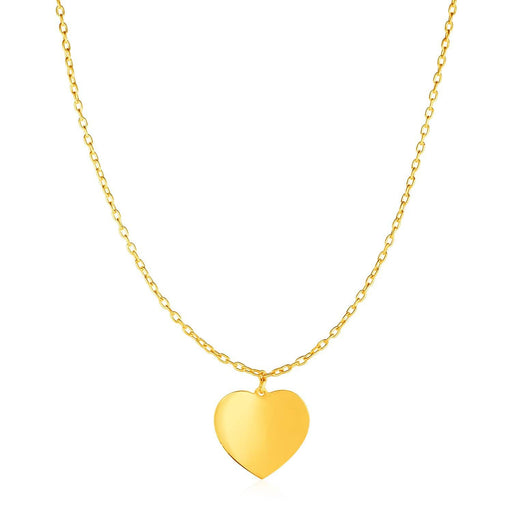 Choker Necklace with Polished Heart Pendant in 14k Yellow Gold Necklaces Angelucci Jewelry   
