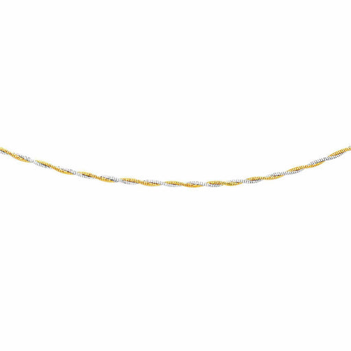 14k Two-Tone Gold Braided Design Double Strand Mirror Spring Necklace Necklaces Angelucci Jewelry   