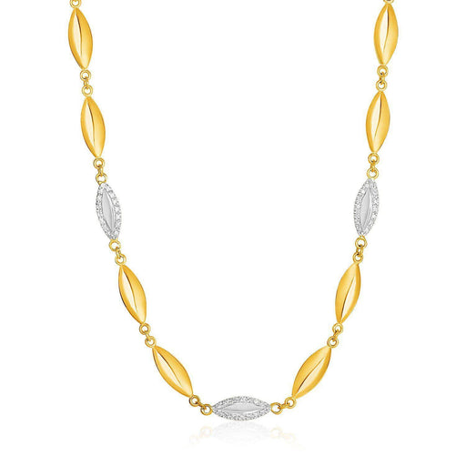 14k Yellow Gold and Diamond Marquise Motif Necklace (1/5 cttw) Necklaces Angelucci Jewelry   