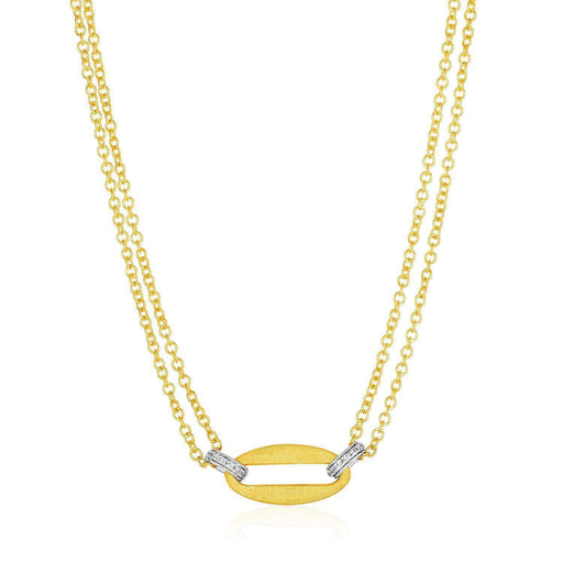 14k Yellow Gold and Diamond Necklace with Gold Center Link (1/10 cttw) Necklaces Angelucci Jewelry   