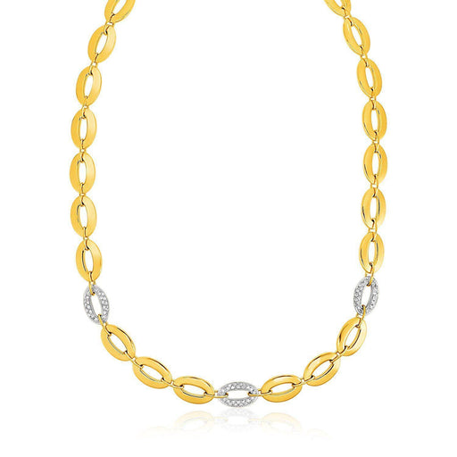 14k Yellow Gold and Diamond Oval Link Necklace (1/3 cttw) Necklaces Angelucci Jewelry   