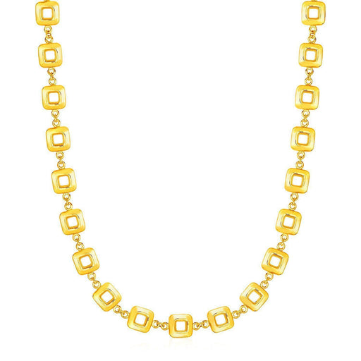 Necklace with Shiny Square Links in 14k Yellow Gold Necklaces Angelucci Jewelry   