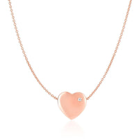 Thumbnail for 14k Rose Gold Necklace with a Diamond Embellished Flat Heart Design Necklaces Angelucci Jewelry   