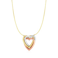 Thumbnail for Necklace with Heart Pendant in 10k Tri Color Gold Necklaces Angelucci Jewelry   