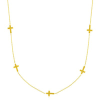 Thumbnail for 14k Yellow Gold Chain Necklace with Cross Stations Necklaces Angelucci Jewelry   