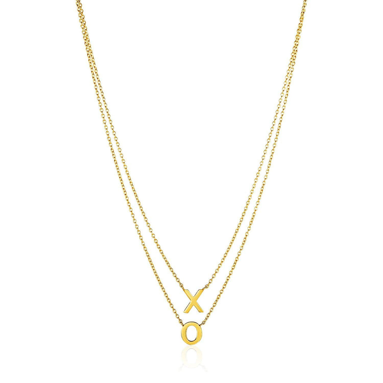 14k Yellow Gold Double-Strand Chain Necklace with inchesX inches and inchesO inches Necklaces Angelucci Jewelry   