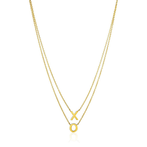 14k Yellow Gold Double-Strand Chain Necklace with inchesX inches and inchesO inches Necklaces Angelucci Jewelry   