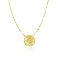 Thumbnail for 14k Yellow Gold Mesh Style Puffed Round Necklace Necklaces Angelucci Jewelry   