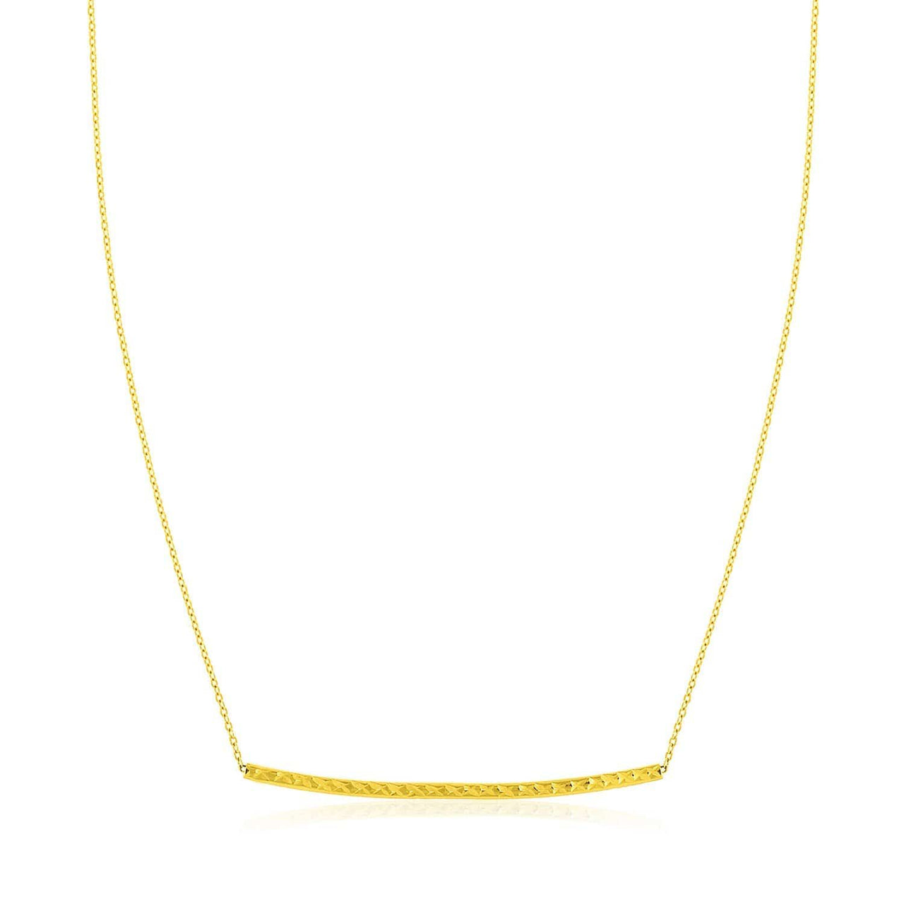 14k Yellow Gold Thin Textured Bar Necklace Necklaces Angelucci Jewelry   