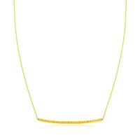 Thumbnail for 14k Yellow Gold Thin Textured Bar Necklace Necklaces Angelucci Jewelry   