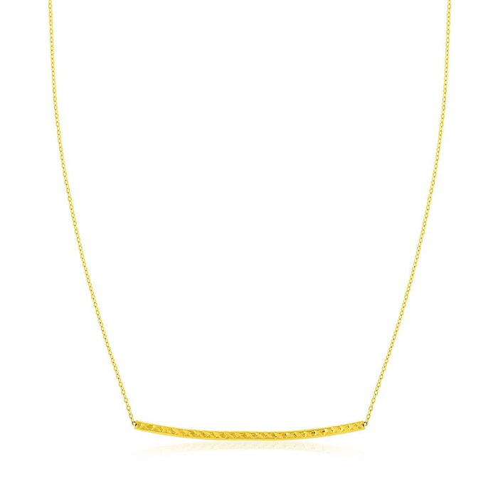 14k Yellow Gold Thin Textured Bar Necklace Necklaces Angelucci Jewelry   