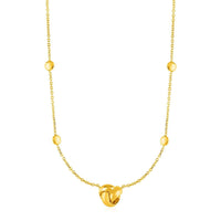 Thumbnail for Station Necklace with Love Knot and Round Beads in 14k Yellow Gold Necklaces Angelucci Jewelry   