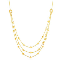 Thumbnail for Station Necklace with Three Chains and Love Knots in 14k Yellow Gold Necklaces Angelucci Jewelry   