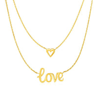 Thumbnail for Two Part Love and Heart Necklace in 10k Yellow Gold Necklaces Angelucci Jewelry   