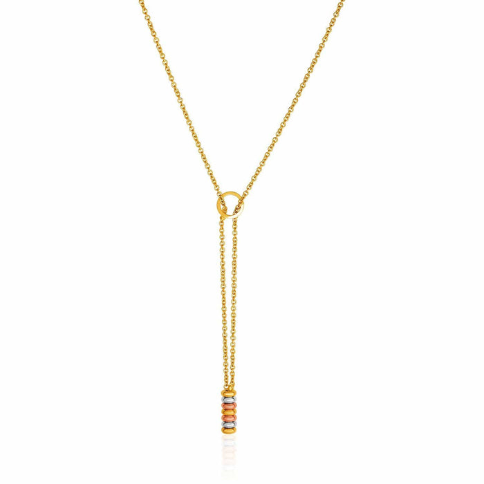 14k Tri-Tone Yellow,  White,  and Rose Gold Lariat Necklace Necklaces Angelucci Jewelry   