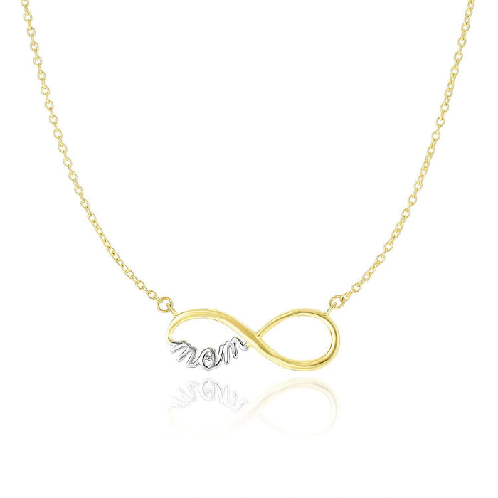 14k Two-Tone Gold Infinity MOM Motif Chain Necklace Necklaces Angelucci Jewelry   