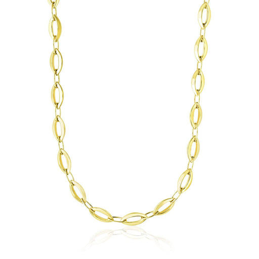 14k Yellow Gold Cable Marquis and Oval Link Design Necklace Necklaces Angelucci Jewelry   